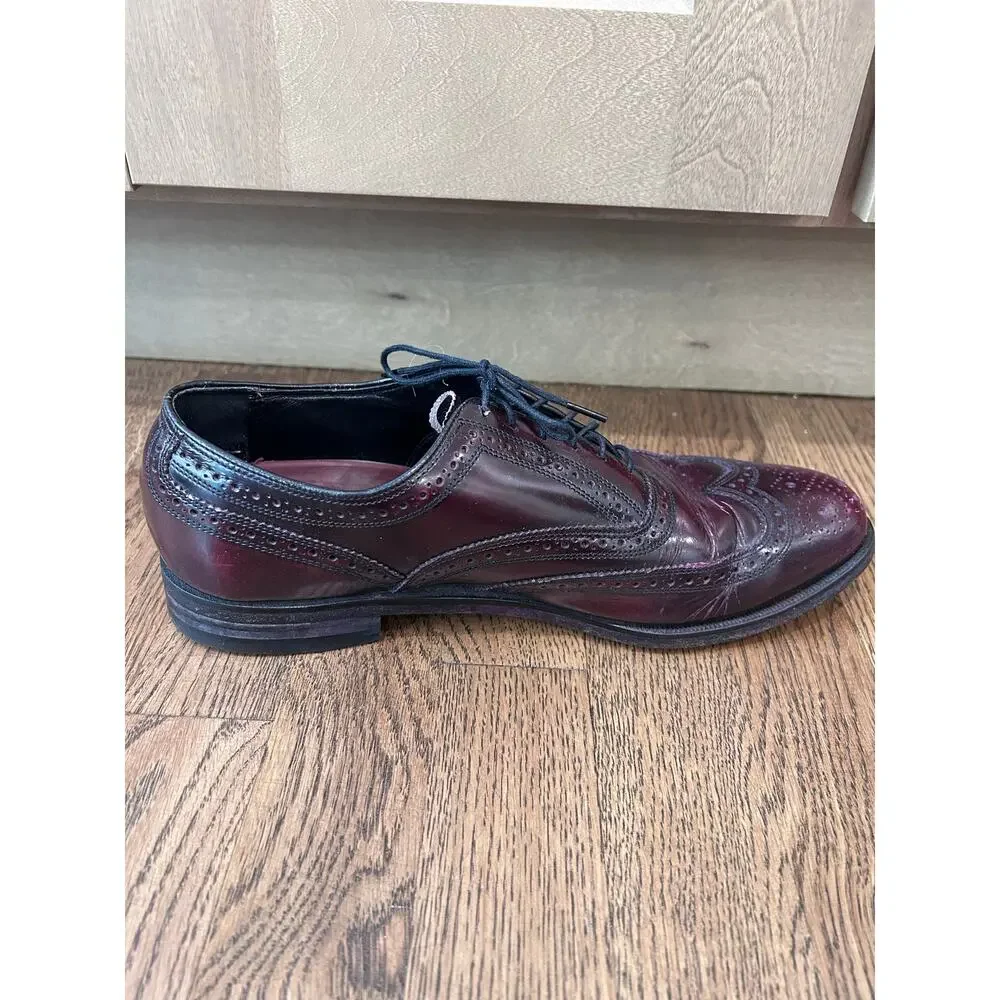 Florsheim Men’s Wingtip Oxford Sz 9.5 Dress Shoes Burgundy Leather Brogue LaceUp